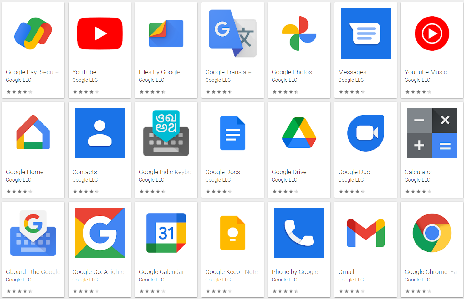 Stock Google Apps