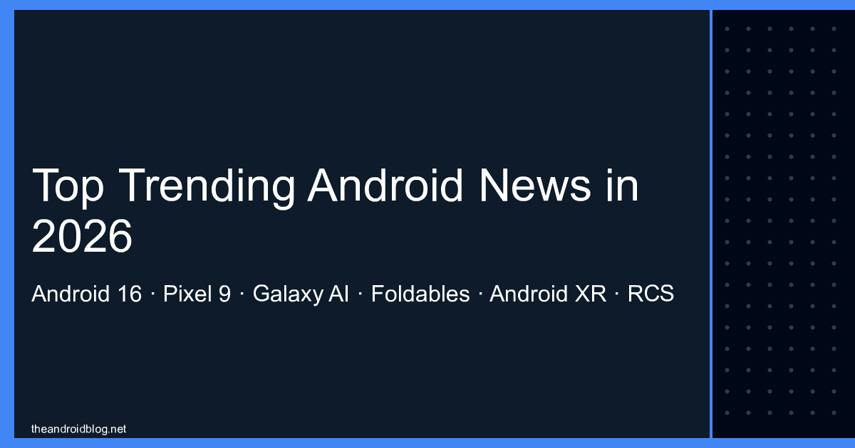 Top Trending Android News in 2026 — Android logo with tech news headlines collage